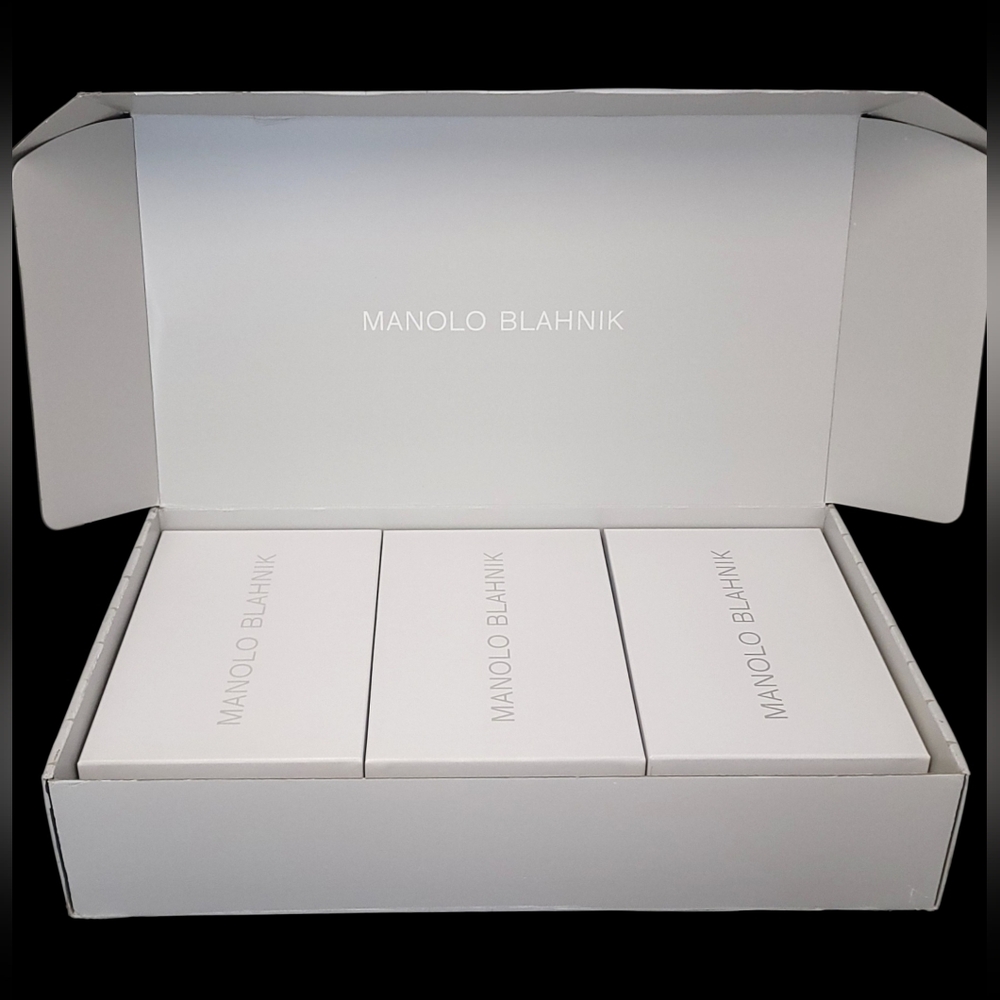 Manolo Blahnik Shoe Boxes x3 White Empty Designer Storage Heels Sandals Slides